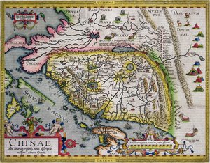 The first western atlas map of China, from the Ortelius Theatrum atlas, 1584